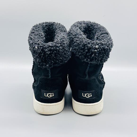 UGG Boots Womens 8.5 Black Suede Sherpa Cuff Ankle Warm Winter Sneaker Bootie - Picture 5 of 10